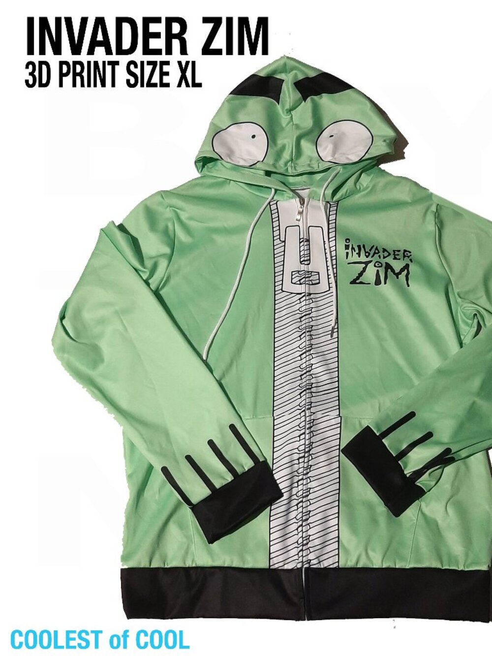 Invader Zim Hoodie Jacket Size XL Zip Up w pockets Cosplay Costume unisex